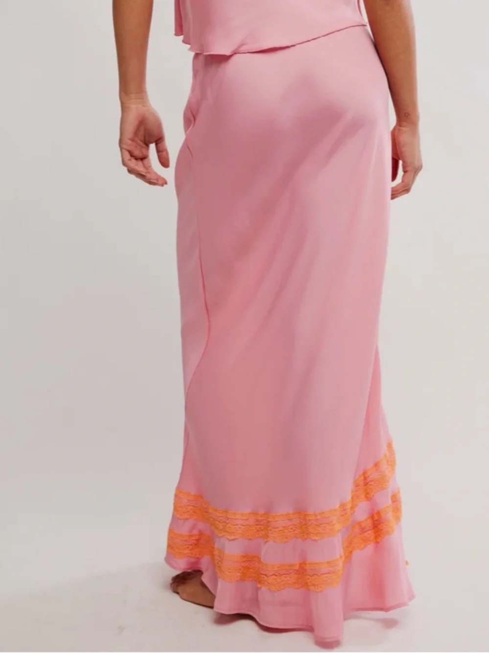 🆕 FP Intimately Maxi Skirt Set Lingerie Slip Camisole neon WISH YOU WERE HERE XL